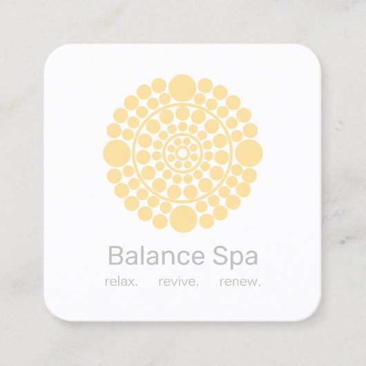 Carte De Visite Carré Logo Motif Cercle Jaune (Devant)