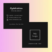 Carte De Visite Carré Logo noir blanc élégant