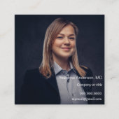 Carte De Visite Carré Logo noir blanc photo code QR icônes de médias soc (Devant)