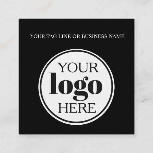 Carte De Visite Carré Logo noir de code QR Simple Blanc (Devant)