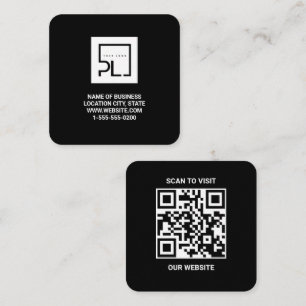 Carte De Visite Carré Logo noir personnalisé moderne et code QR carré po