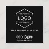 Carte De Visite Carré Logo noir professionnel moderne Code QR (Devant)