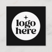 Carte De Visite Carré Logo noir QR Code Custom Social Media (Devant)