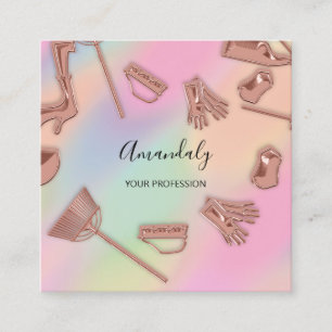 Carte De Visite Carré Logo Ombre des services de nettoyage des maisons d