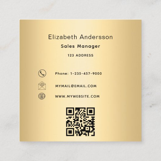 Carte De Visite Carré Logo or code qr moderne professionnel (Dos)