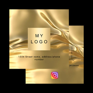 Carte De Visite Carré Logo or QR code Instagram Suivez-nous