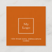 Carte De Visite Carré logo orange brûlé code QR Facebook suivez-nous (Devant)