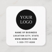 Carte De Visite Carré Logo personnalisé blanc moderne et code QR (Devant)