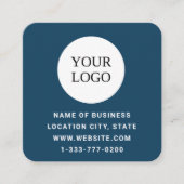 Carte De Visite Carré Logo personnalisé bleu moderne et code QR (Devant)