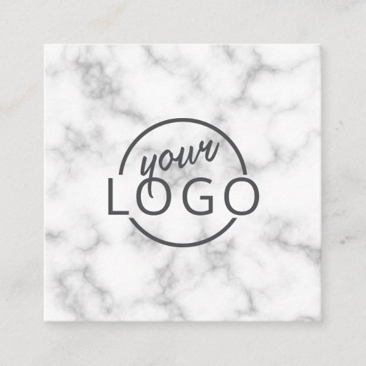 Carte De Visite Carré Logo personnalisé carré élégant en marbre (Devant)