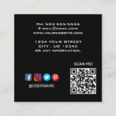 Carte De Visite Carré Logo personnalisé | Code QR | icônes de médias soc (Dos)
