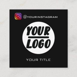 Carte De Visite Carré Logo personnalisé   Code QR   icônes de médias soc