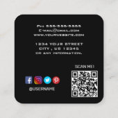 Carte De Visite Carré Logo personnalisé | Code QR | icônes de médias soc (Dos)