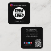Carte De Visite Carré Logo personnalisé | Code QR | icônes de médias soc (Devant / Derrière)