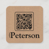 Carte De Visite Carré Logo personnalisé de papier Kraft de code QR (Devant)