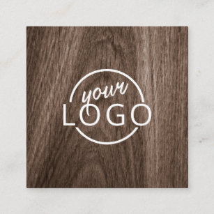 Carte De Visite Carré Logo personnalisé élégance du bois brun