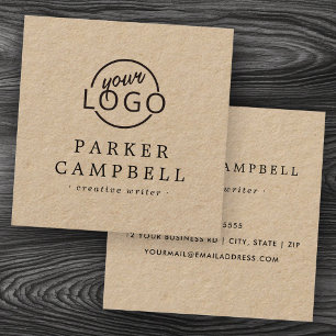 Carte De Visite Carré Logo personnalisé élégant minimaliste papier Kraft