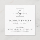 Carte De Visite Carré Logo personnalisé en bois gris clair élégant (Dos)