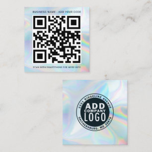 Carte De Visite Carré Logo personnalisé et code QR Holographic Professio