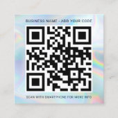 Carte De Visite Carré Logo personnalisé et code QR Holographic Professio (Devant)
