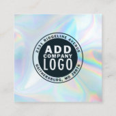 Carte De Visite Carré Logo personnalisé et code QR Holographic Professio (Dos)