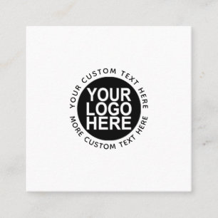 Carte De Visite Carré logo personnalisé et texte blanc ou de n'importe q