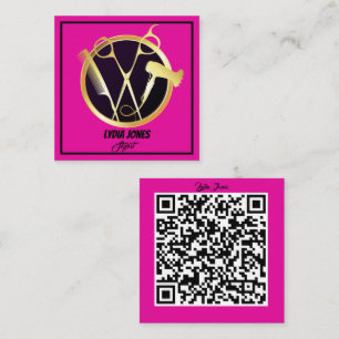 Carte De Visite Carré Logo personnalisé Hot Rose Carré Stylist avec code