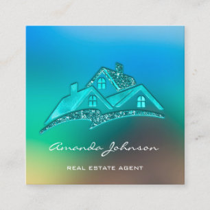 Carte De Visite Carré Logo Personnalisé Maison Agent Immobilier Home Oc
