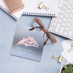 Carte De Visite Carré Logo Personnalisé Maison Agent Immobilier Maison A