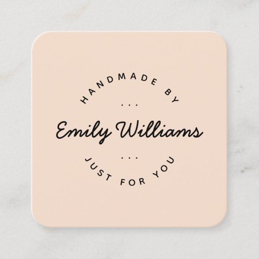 Carte De Visite Carré Logo Personnalisé Minimal Par Script| Brown (Devant)