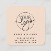 Carte De Visite Carré Logo Personnalisé Minimal Par Script| Brown (Dos)