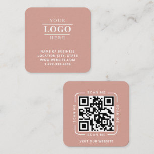Carte De Visite Carré Logo personnalisé moderne et carré avec code QR