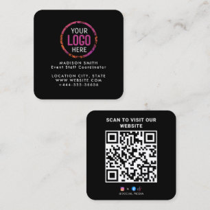 Carte De Visite Carré Logo personnalisé moderne et code QR