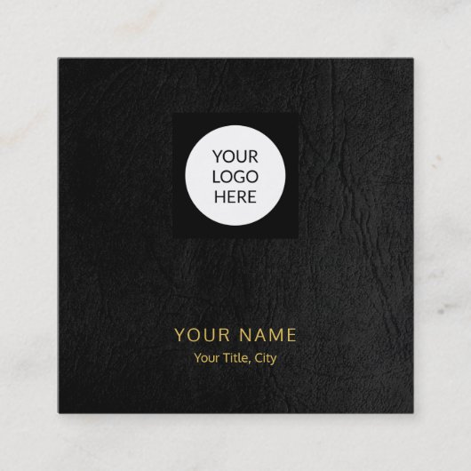 Carte De Visite Carré Logo personnalisé moderne QR code noir or (Devant)