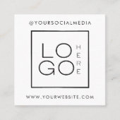 Carte De Visite Carré Logo personnalisé noir blanc Photo Code QR Médias  (Devant)