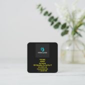 Carte De Visite Carré Logo personnalisé noir moderne et code QR (Debout devant)