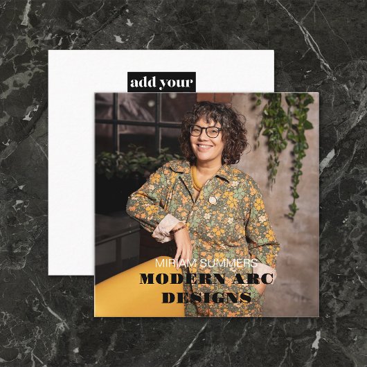 Carte De Visite Carré Logo photo moderne design professionnel