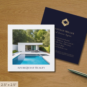 Carte De Visite Carré Logo photo moderne personnalisé