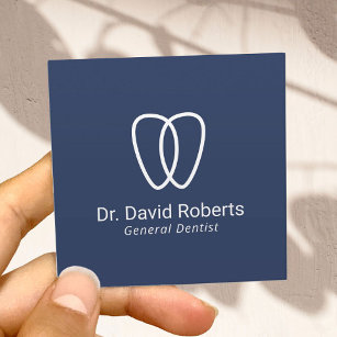 Carte De Visite Carré Logo pour dentiste minimaliste Marine Soins dentai