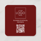 Carte De Visite Carré Logo professionnel du code QR avant et arrière (Dos)