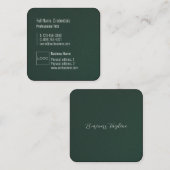 Carte De Visite Carré Logo Professionnel Élégant Moderne Unique Vert Gri (Devant / Derrière)