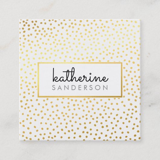 Carte De Visite Carré LOGO PROFESSIONNEL EMBLEM moderne blanc faux or (Devant)