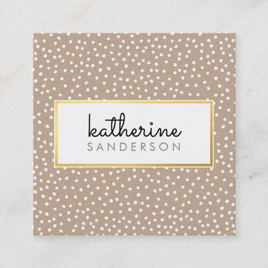 Carte De Visite Carré LOGO PROFESSIONNEL EMBLEM moderne kraft or blanc (Devant)