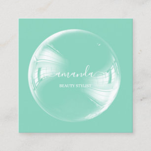 Carte De Visite Carré Logo professionnel maquillage de beauté Bubble Gre