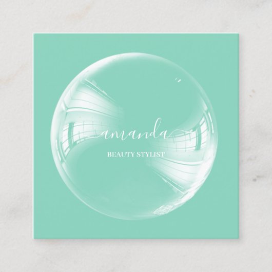 Carte De Visite Carré Logo professionnel maquillage de beauté Bubble Gre (Devant)