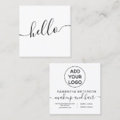 Carte De Visite Carré Logo professionnel moderne noir blanc hello (Devant / Derrière)