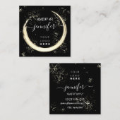 Carte De Visite Carré Logo Professionnel Nails Beauté Cheveux Black Gold (Devant / Derrière)