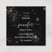 Carte De Visite Carré Logo Professionnel Nails Beauté Cheveux Black Gold (Dos)