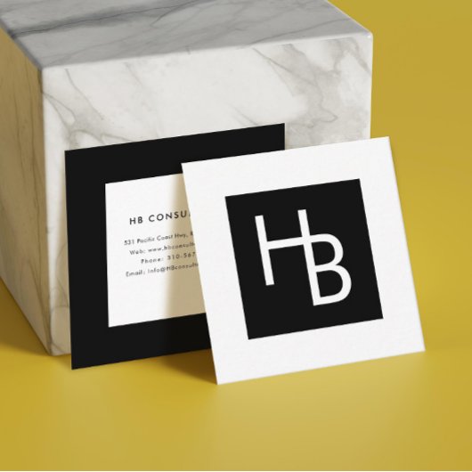 Carte De Visite Carré Logo professionnel noir et blanc