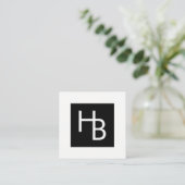 Carte De Visite Carré Logo professionnel noir et blanc (Debout devant)